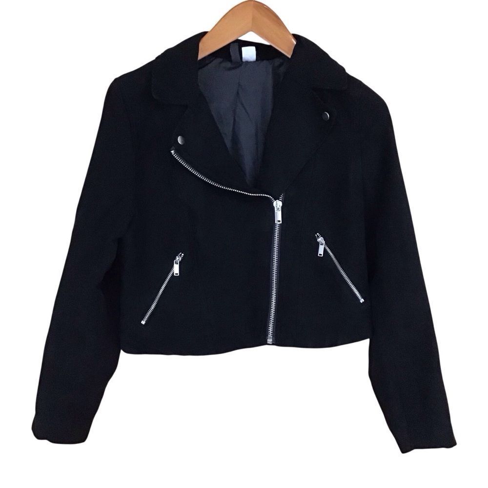 Divided H&M Black Faux Suede Women's Moto Jacket 8